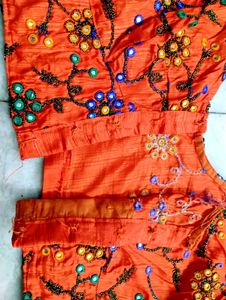 Orange Colour Wedding Silk Blouse