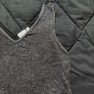 Silver Metallic V-Neck Tank Top