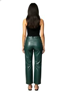 Green Faux Leather Pants Free Size for 30 32 34
