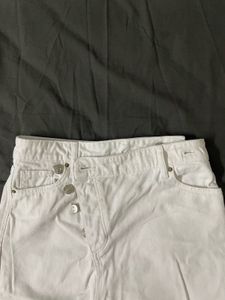 Trending Zara White Denim Maxi Skirt