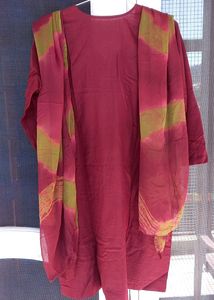 Maroon Stitched Salwar Suit Set With Dupatta