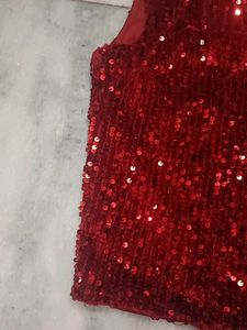 Red Sequin Sleeveless Top