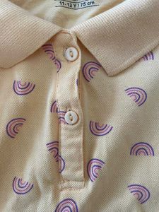 Cute Yellow Rainbow Polo Top For girls