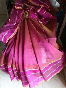 Magenta &amp; Mustard Comb. Kota Doria Silk Saree