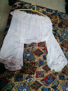 White Lace Beautiful Aesthetic Off Shoulder Top