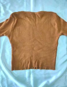 V Neck Ribbed Crop Top 🤎