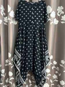 Fusion Printed Black Kurta