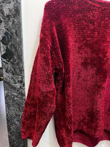 Burgundy Chenille Knit Sweater