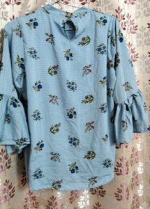 Blue Floral Print Top