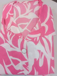 Pink & White Print Top