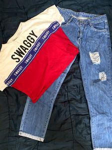 Combo Of Jeans And Tshirt.