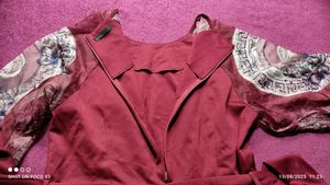 Burgundy Tie-Waist Dress