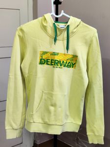 💥BUY1GET1💥 yellow Deerway hoodie with green drawstrings