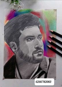 Pencil Portrait with Colorful Background