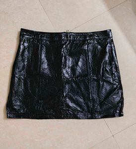 Black Vinyl Mini Skirt