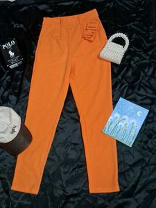 Orange High-Waisted Trousers