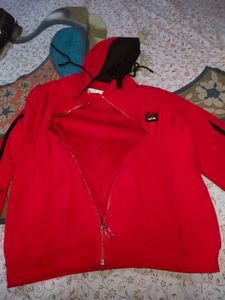 Men Or Women Vibrant Red Winter Sweatshirt Hoodie