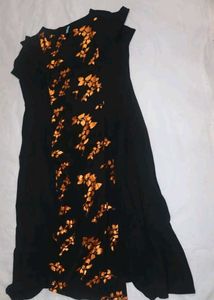 Elegant Black & Gold Leaf Dress