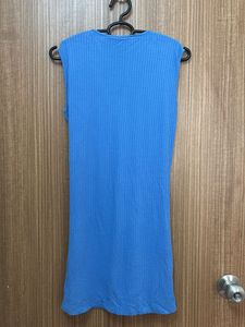 Bodycon Blue Dress With Chest Cut Design
