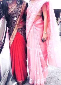 Red Pink &amp; Black Saree with blouse