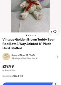 Vintage 1990 Hrad Stuff Teddy Bear