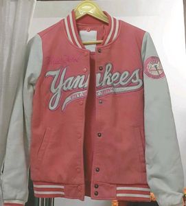 Pink New York Yankees Varsity Jacket+1🆓hand Bag