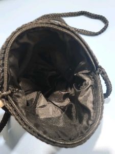 Crochet Circle Sling Black Bag