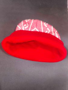 Red &amp; White Knit Beanie