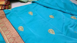 Elegant Blue Embroidered Saree