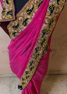 Gorgeous Pink Embellished Saree