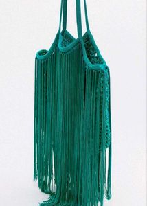 Zara Teal Crochet Fringe Coachella Bag