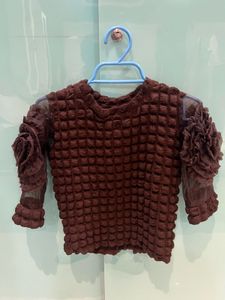 Brown Floral Sleeve Top