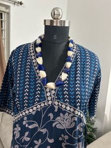 Floral Printed V Neck A-Line Ethnic Maxi Dress