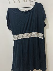 Black Casual Dress with Crochet Detail