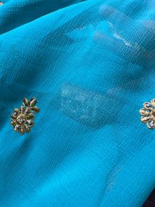 Elegant Blue &amp; Gold Embroidered Saree