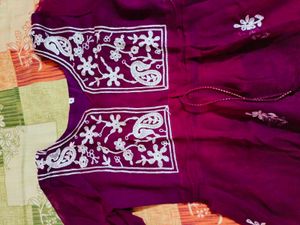 Purple Embroidered Tunic Top