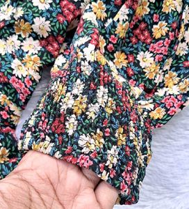 Zara Floral Dress With Shoulder Pads