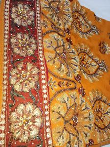 Gorgeous Orange Embroidered Sari