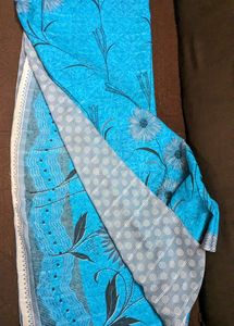 Shining Type - Beautiful Blue - Grey Combo Saree