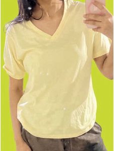 Pintresty Butter Yellow V-Neck Tee - L