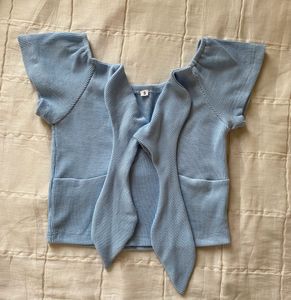 Blue Front Tie Up Crop Top