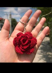 Handmade Crochet Rose Keychain