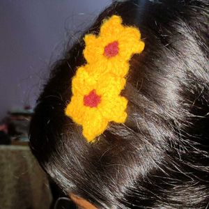 Crochet Sunflower Hair Clip