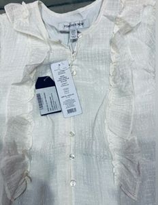 Forever New MAYATEXTUREDCHECK RUFFLEBLOUSE