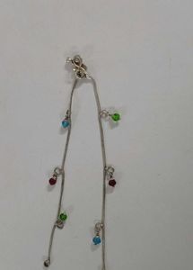 Pure Silver Payal with Colorful Beads