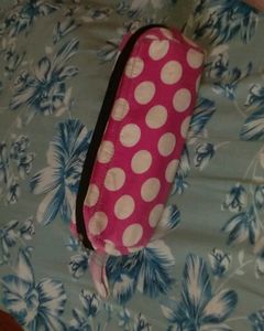 Pouch Pink And White Printed Cloth