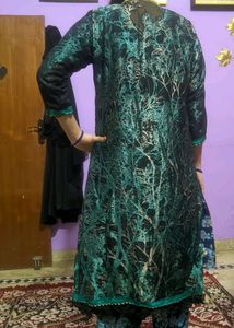 Black and Sea Green Georgette Kurta