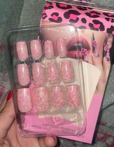 Pink Leopard Print Press-On Nails