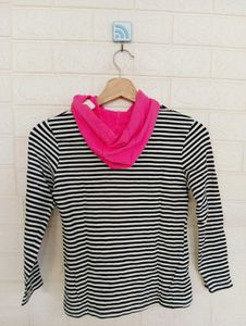 Striped Hoodie Top