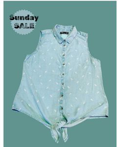 Blue Denim Sleeveless Top